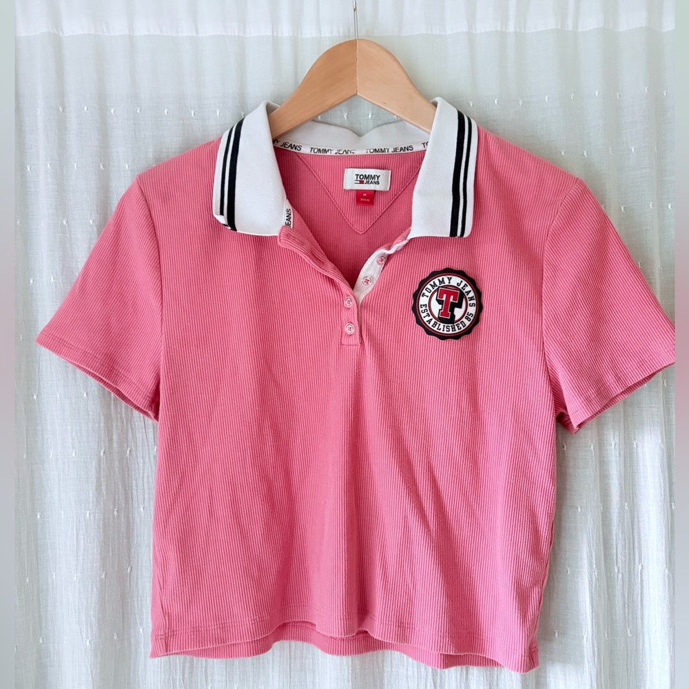 Tommy Hilfiger Pink Ribbed Polo with Logo